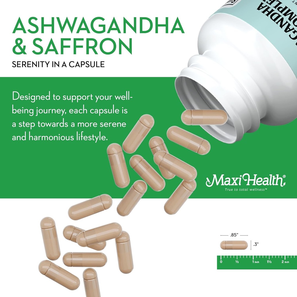 Ashwagandha Supplements Complex with Saffron – 600mg Ashwagandha Capsules & 30mg Saffron Extract for Stress Relief, Mood & Calm – Kosher, 60 Capsules 6