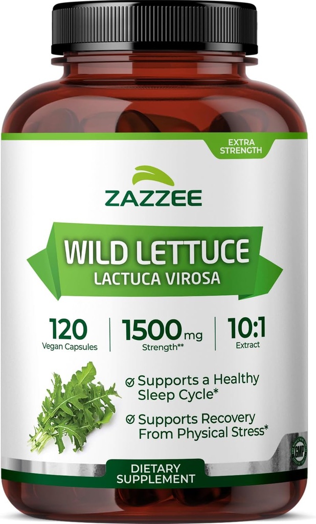 Zazzee Extra Strength Wild Lettuce 10:1 Extract, 1500 mg Strength, 120 Vegan Capsules, Potent Lactuca Virosa Variety, Concentrated 10X Extract, 100% Vegetarian, All-Natural, Non-GMO, Made in The USA 2