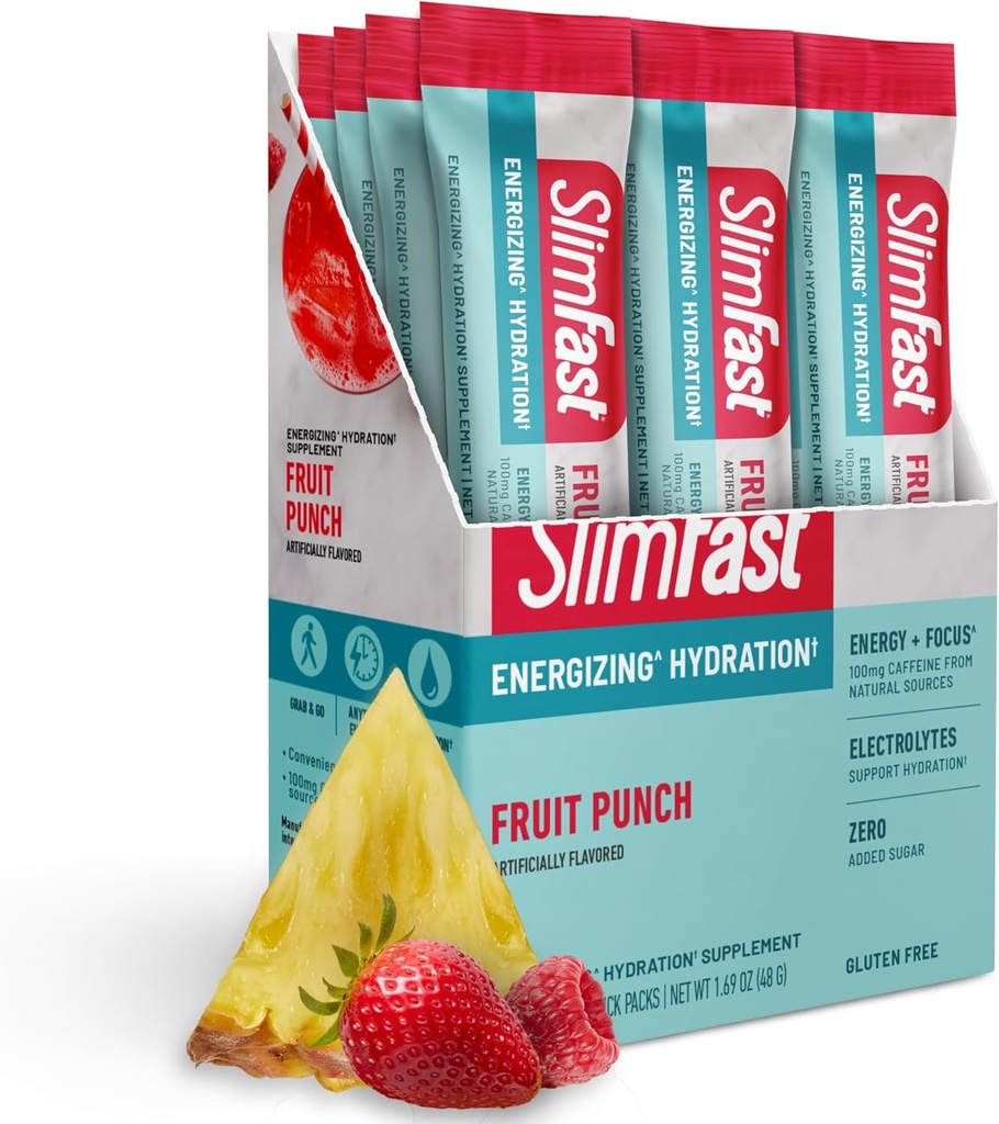 SlimFast Bundle: Intermittent Fasting Hydration Packets, Energizing Hydration, Fruit Punch 12 Count & Berberine Plus Capsules, Berberine Supplement, with Berberine hcl, and Cinnamon Bark 30 Servings 2