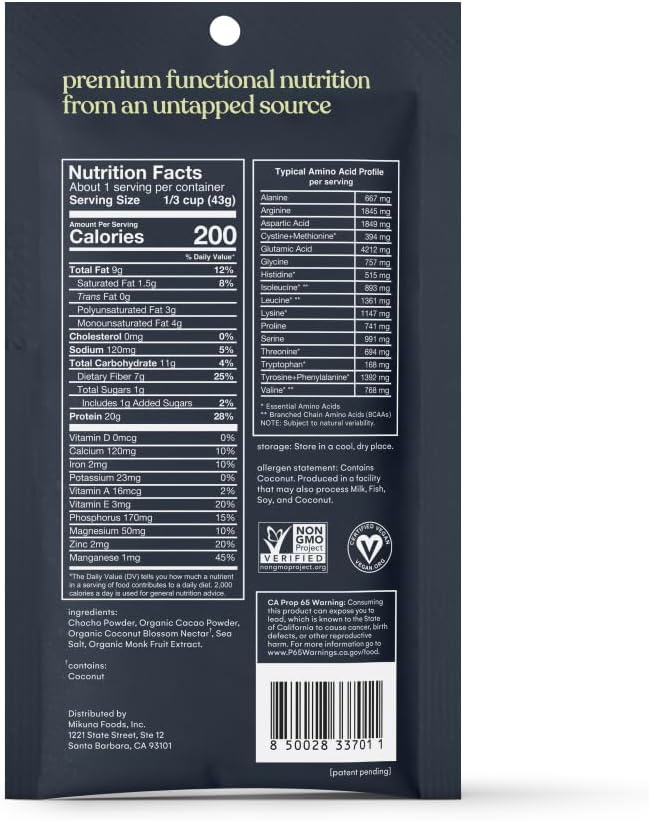 Mikuna Chocho Superfood Protein, Plant-Based Protein Powder, Travel Packs - Vegan, Gluten Free, 3g Net Carbs or Less, and Bioavailable, Non-Isolate (8 Servings, Cacao) 4