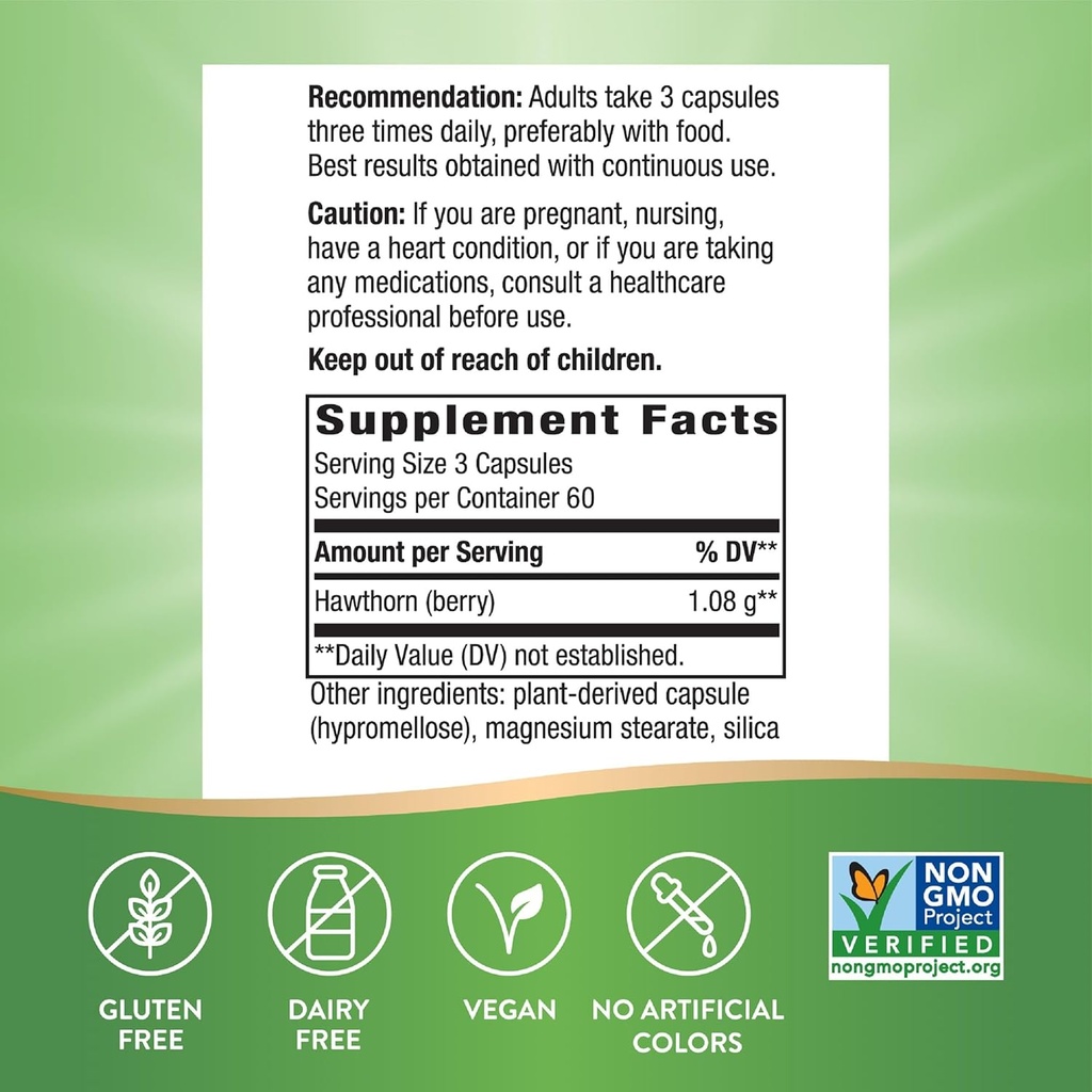 Nature's Way Herbal Hawthorn Berries, Traditional Heart Health Support*, 180 Vegan Capsules (Packaging May Vary) - 2 Pack 3
