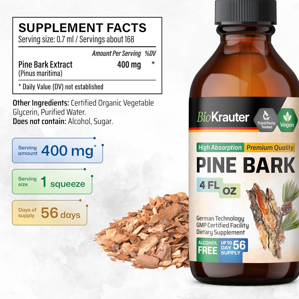 BIO KRAUTER Pine Bark Tincture 4 Fl. Oz. & Gotu Kola Tincture 4 Fl. Oz. 4