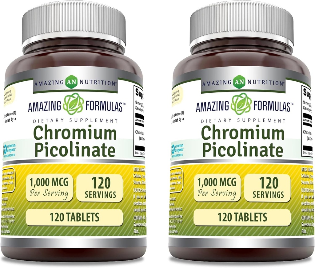 Amazing Formulas Chromium Picolinate | 1000 Mcg Tablets Supplement | Non-GMO | Gluten Free | Made in USA (3 Pack, 120 Count) 5
