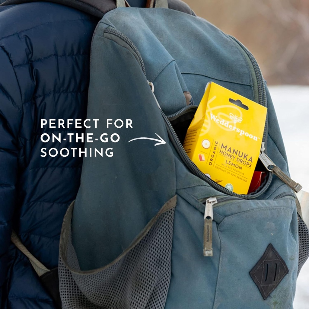 Wedderspoon Organic Manuka Honey Drops, Ginger & Echinacea, 20 Count (Pack of 1) | Genuine New Zealand Honey | Perfect Remedy For Dry Throats 6