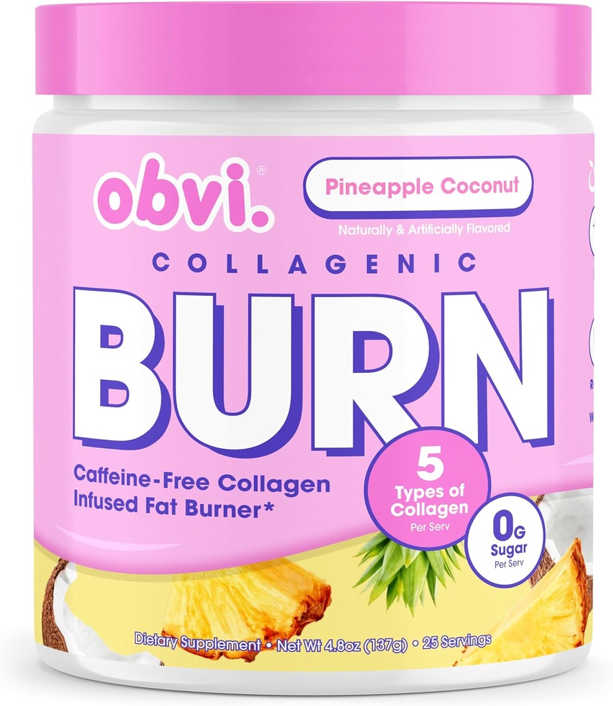 Obvi Collagenic Burn Powder | Multi-Collagen Peptide Blend with GBB, Ashwagandha & Green Coffee | Pineapple Coconut, 25 Servings 2
