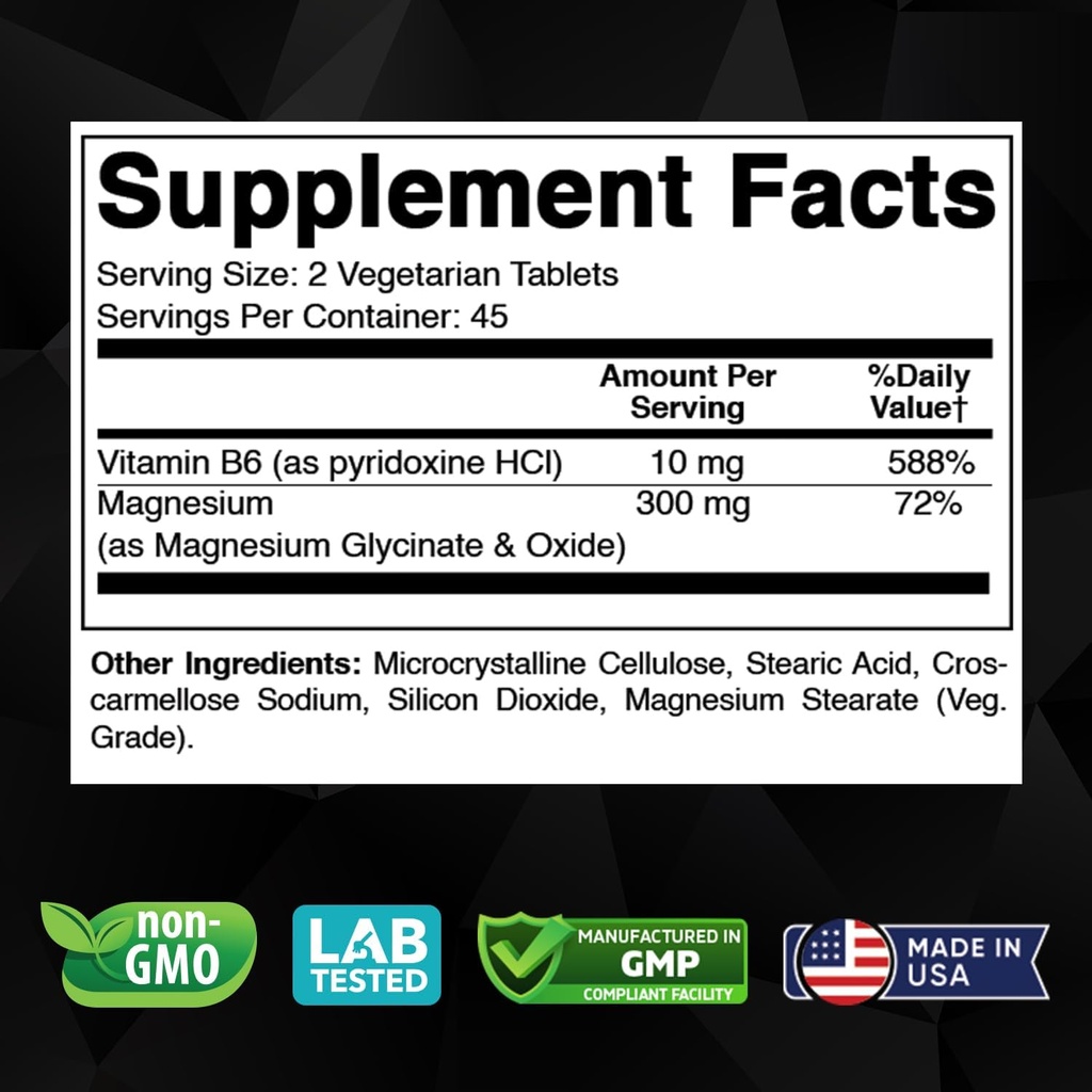 Magnesium Glycinate 1000 mg per Serving Providing 300mg of Elemental Magnesium - 90 Vegetarian Tablets - Chelated Form - Supports Muscle, Joint, and Heart Health* 3