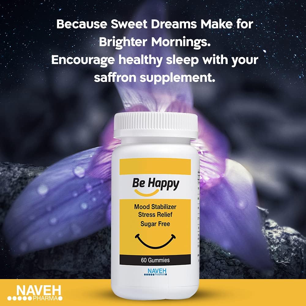 NAVEH PHARMA Be Happy Saffron Supplements for Adults – Stress-Relief, Focus Gummies with Saffron Extract, Vitamin D, and Vitamin B12 – Great-Tasting, Sugar-Free Mood Support Supplement, 60 Ct. 5