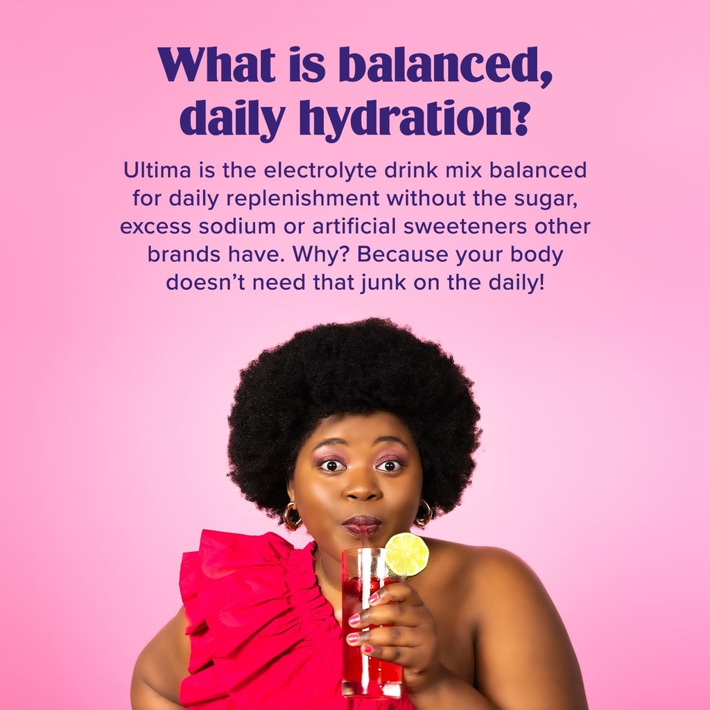 Ultima Replenisher Daily Electrolyte Powder Drink Mix – Sugar Free – Raspberry, 90 Servings – Hydration Powder with 6 Key Electrolytes and Trace Minerals – Keto Friendly, Vegan, Non-GMO 6