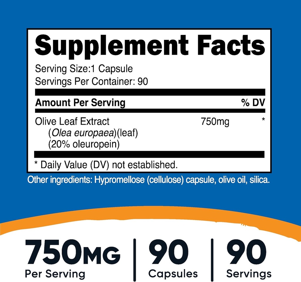 Nutricost Olive Leaf Extract (20% Oleuropein) 750 MG, 90 Capsules - Non-GMO, Gluten Free 3