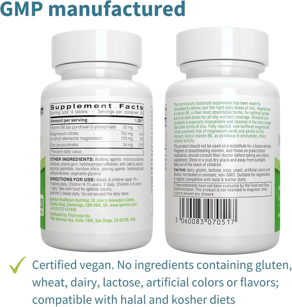 Neurobalance + Multivitamin & Minerals for Men Vegan Bundle, High Absorption Zinc, Magnesium & B6 Supplement + Sustained Release Multivitamin by Igennus 6