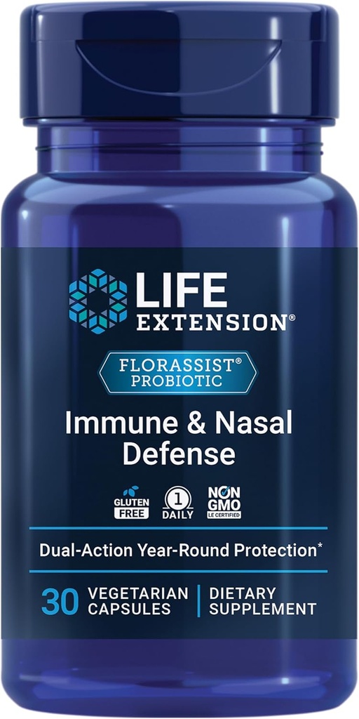 Life Extension FLORASSIST® Immune & Nasal Defense, L. rhamnosus CRL1505, Immune Response, Healthy Nasal Airflow, Seasonal Support, Gluten-Free, Non-GMO, 1 Daily, Vegetarian, 30 Capsules 2
