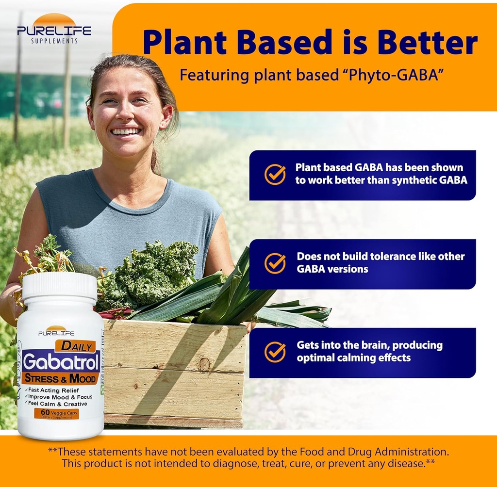 Gabatrol Daily – Plant Based GABA Supplement. Vegetarian and Vegan Friendly (60 Veggie Caps) 5