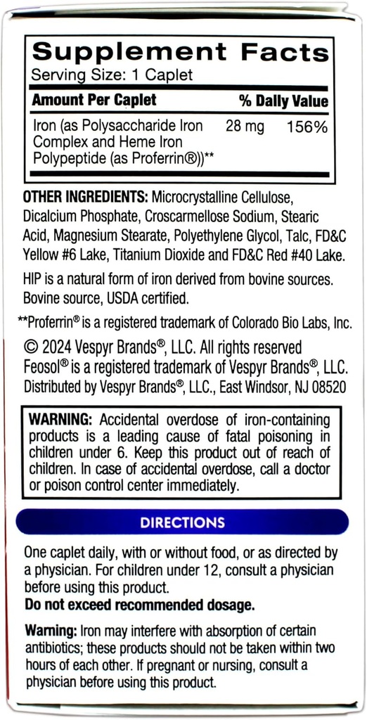 Feosol Bifera Hip & PIC Iron Supplement, Complete - 30 Caplets, Pack of 2 4