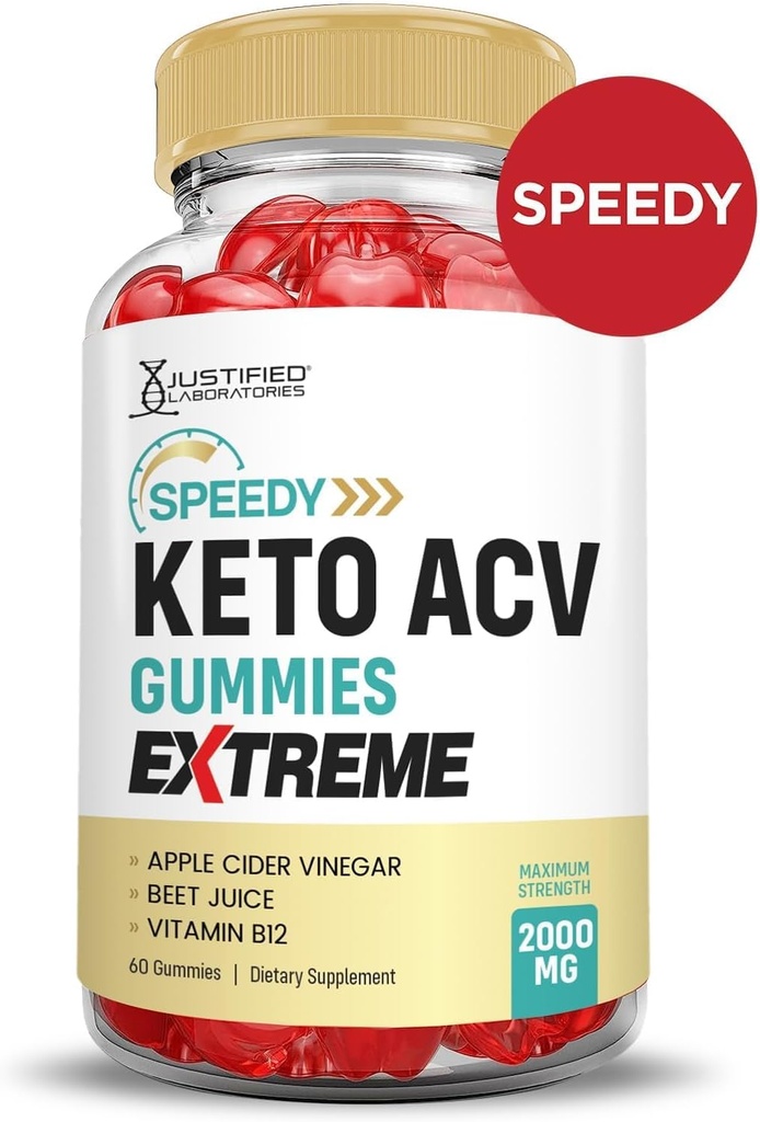 Justified Laboratories (2 Pack Speedy Keto ACV Gummies Extreme 2000MG Speedy Keto Gummies Advanced Formula Apple Cider Vinegar with Pomegranate Beet Juice Powder B12 Vegan Non GMO 60 Gummys 5