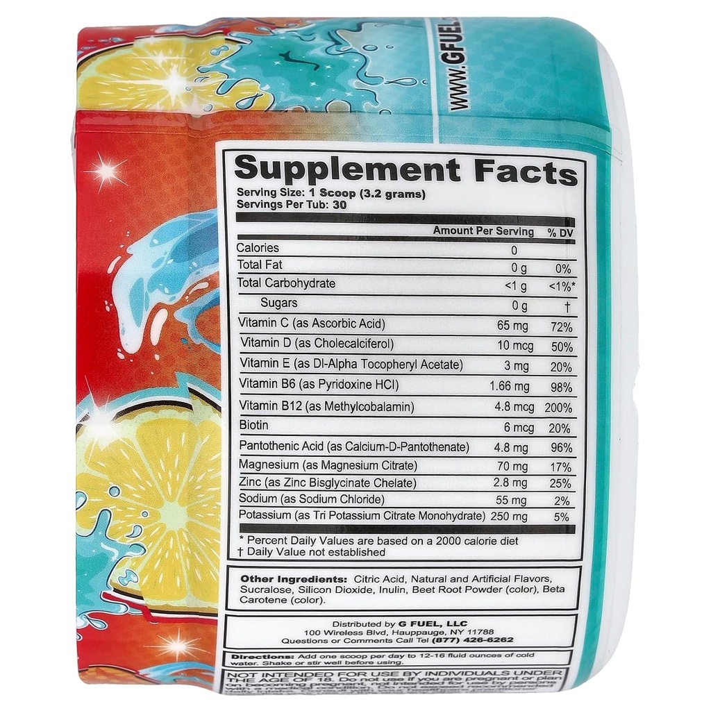 G Fuel Mango Lemonade Supreme Hydration, Electrolyte Powder Mix for Energy & Focus, Sugar and Caffeine Free Supplement with Essential Vitamins & Minerals, Mango Lemonade Flavor, 3.4 oz - 30 Servings 3