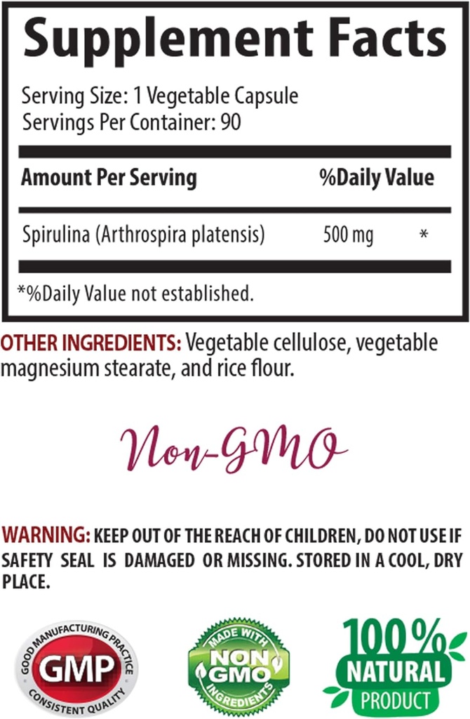 spirulina - spirulina powder - organic Immune support supplement - SPIRUILINA 500MG - chlorella spirulina, spirulina 500mg capsules, spirulina herbal supplements, chlorella herbal supplements - 1B 3