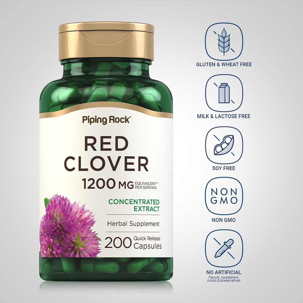 Piping Rock Red Clover 1200mg | 200 Capsules | Herbal Supplement | Blossom Extract | Non-GMO, Gluten Free 4