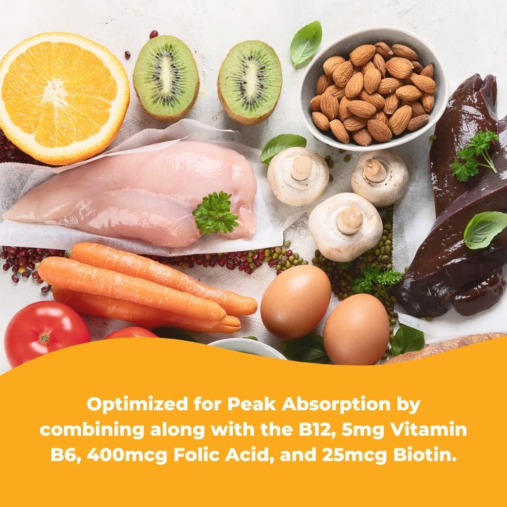 Wonder Laboratories Sublingual Vitamin B12 (1000 mcg), B6 (5mg), Folic Acid(400 mcg) & Biotin (25mcg) - Formulated with Methylcobalamin Vitamin B-12 (100 Tablets) 4