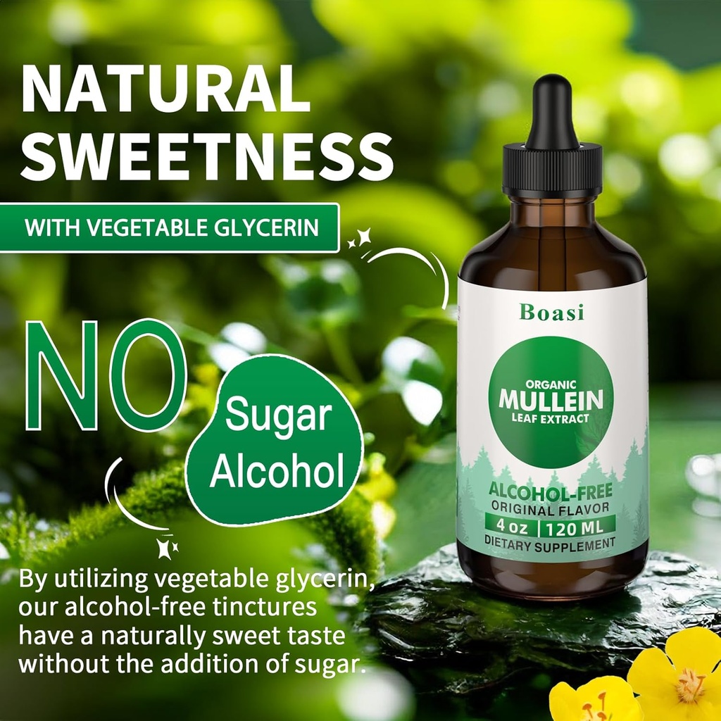 120ml Mullein Leaf Tincture - Lung Cleanse - Vegan Lung Detox - Respiratory Health and Immune Support Drops - Natural Supplement Liquid Extract 4 fl.oz.Chlorophyll 5