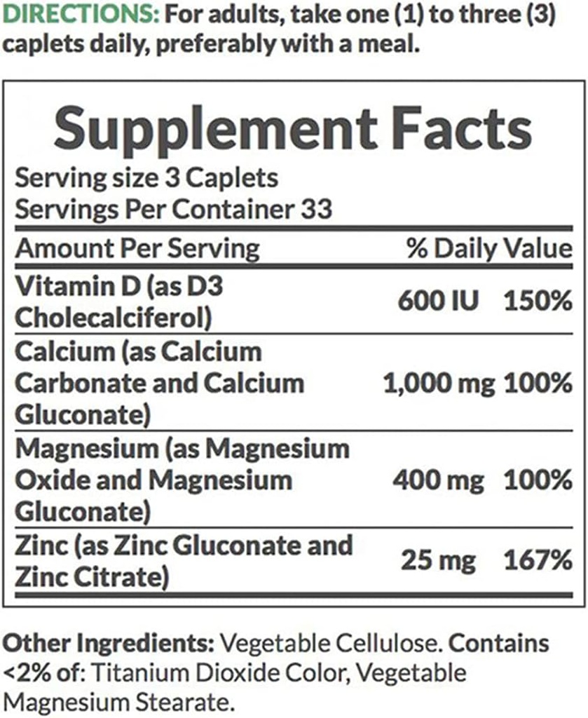 Nature's Bounty Calcium Magnesium Zinc, 100 Count, Pack of 6 3