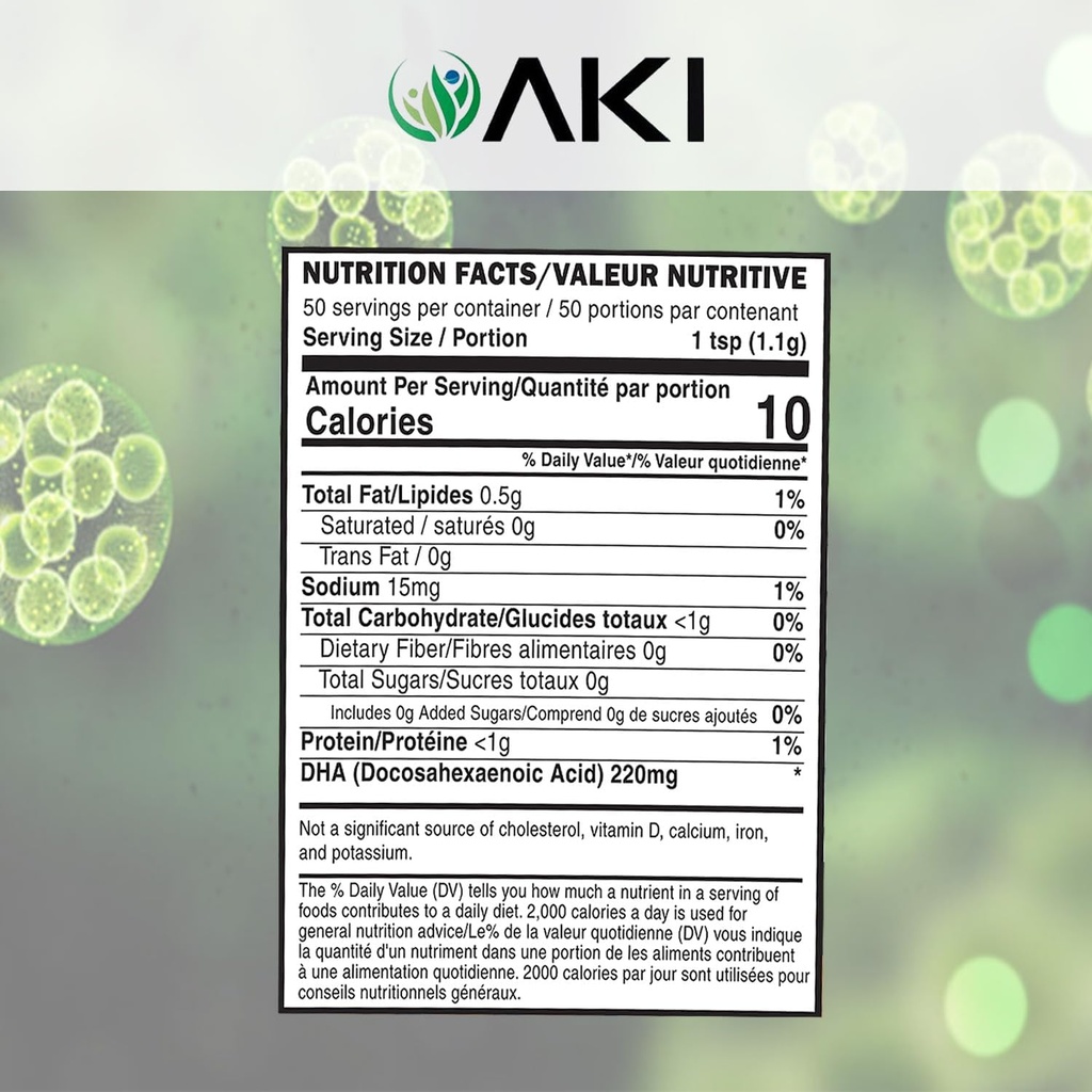 AKI Omega 3 DHA Micro Algae Powder Supplements - Plant-Based Keto Vitamin for Inflammation - Alternative to Fish or Krill Oil - Vegan & GMO-Free (1.94oz/55g) 4