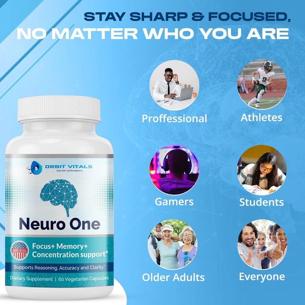 Neuro One Brain Support Supplements for Memory - Cognitive Support Supplement - Boost Focus, Mood, Clarity, Concentration & Mental Speed - Brain Supplement for Adults - 60 Capsules 6