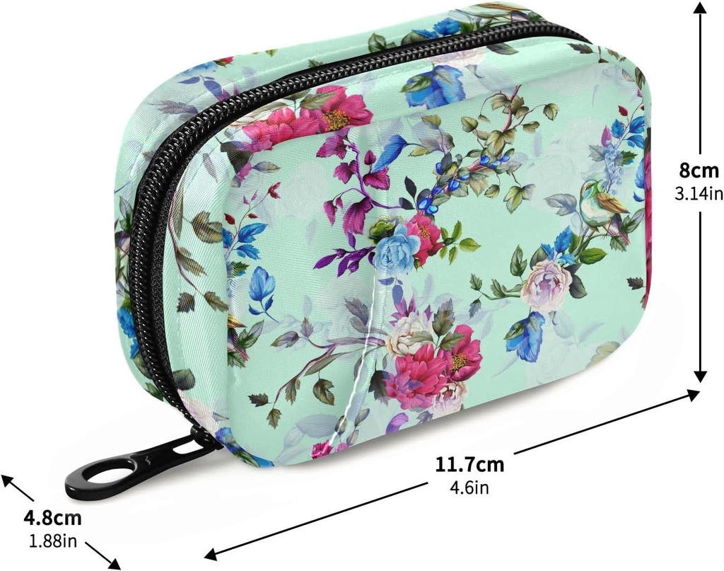Watercolor Tropical Flower Pill Box 7 Day Pill Case Bag Travel Pill Organizer Bag with Zipper Portable Weekly Case Compact Size for Vitamin Supplement Holder 4