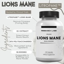 Research Labs Organic Lions Mane Supplement Capsules, 120 Capsules w/Patent Litropane™, Immune System Booster & Nootropic Brain Support Mushroom Supplement. 10X Extract comparable to 18,000mg 3