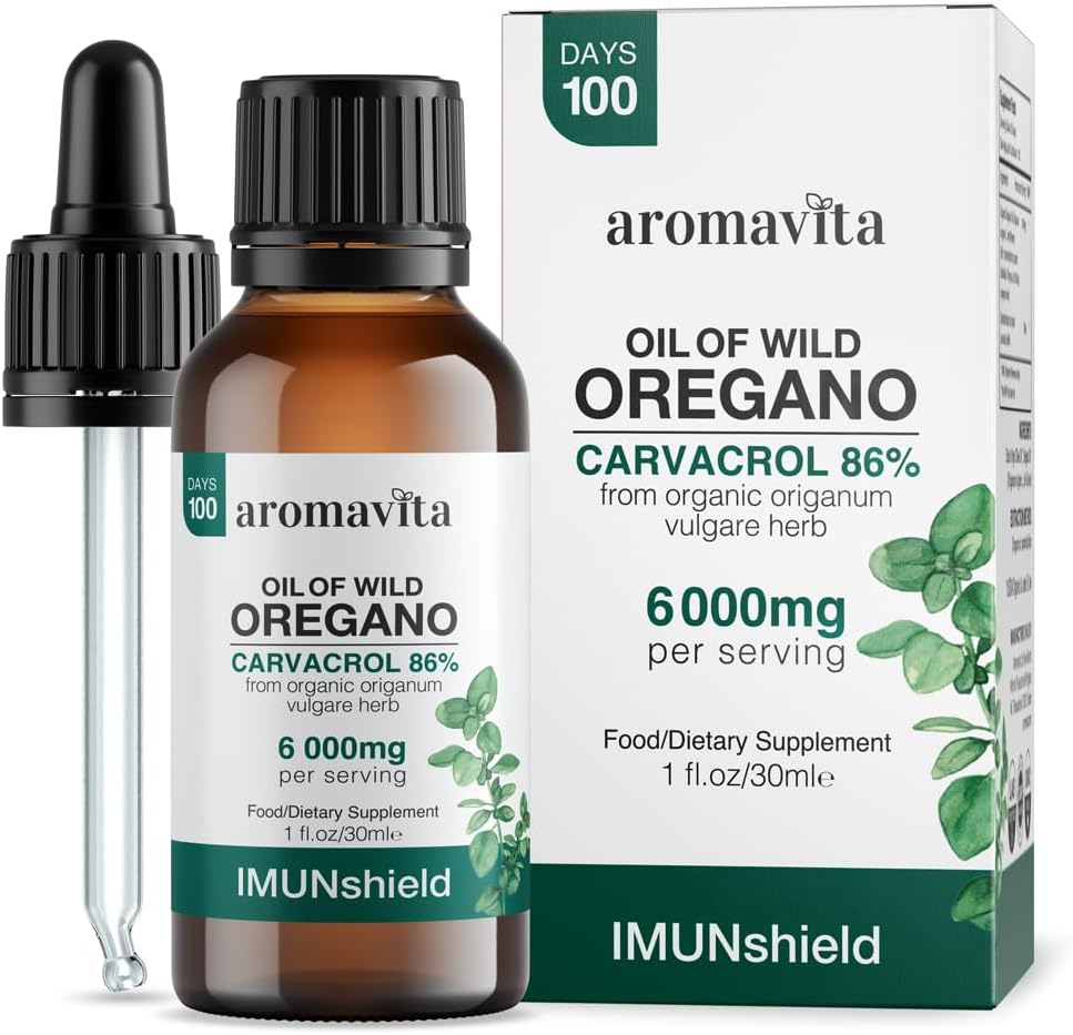 ImunShield Wild Oregano Oil Organic Liquid Drops - Hand-Picked Oregano with 86-90% Carvacrol for Immune and Digestive Support - Vegan, Non-GMO, Gluten-Free, 1 fl. oz./ 30ml 2