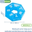 EZY DOSE 7-Day Weekly Pill Organizer, Daily Medicine Container and Vitamin Planner, Round Supplement Case, Compact Travel Friendly, Portable Storage Sorter, 7-Sided Circle, Blue BPA Free 3