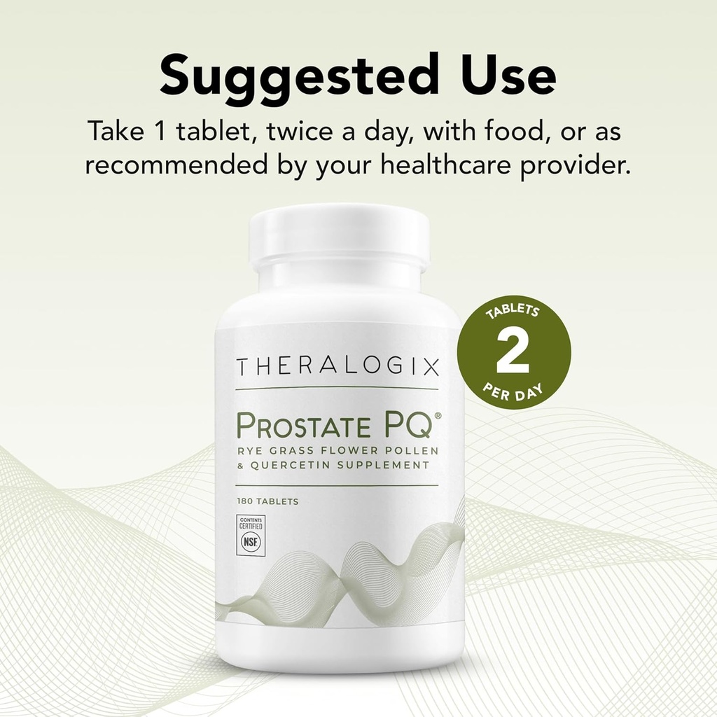 Theralogix Prostate PQ - Rye Grass Pollen Extract & Quercetin Supplement - 90-Day Supply - Antioxidant Support for Prostate & Pelvic Health & Urinary Tract Function* - NSF Certified - 180 Tablets 4