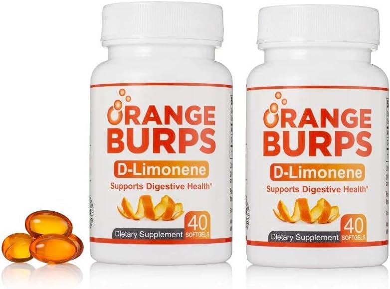 Orange Burps | D-Limonene Supplement - Acid Reducer (Antacid for Acid Reflux), Heartburn Relief, GERD Relief, and Indigestion Relief | Orange Peel Extract for Health and Wellness (1,000 mg, Pack of 2) 2