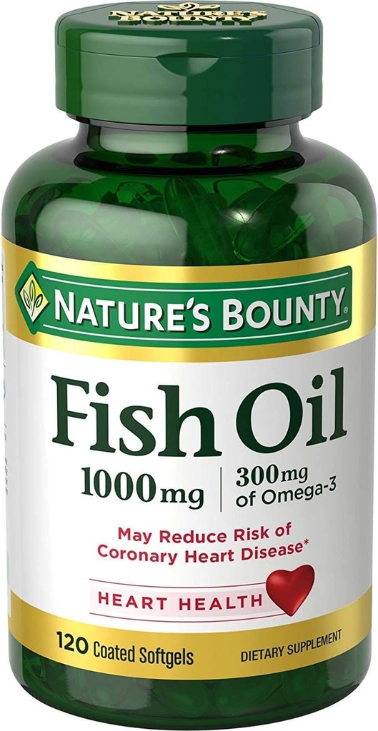 Nature's Bounty 300 mg Omega-3 Fish Oil 1000 mg Softgels 120 Coated Soft Gels (Pack of 2) 5