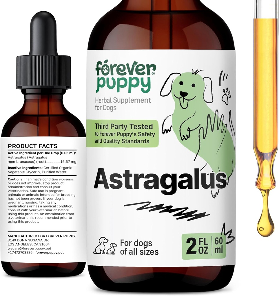 Forever Puppy Astragalus Root Drops for Dogs - Astragalus Membranaceus Tincture for Dogs' Immune Defense - Herbal Pet Liquid Supplements for Immunity Support & Joyful Pet Care - 2 oz 2