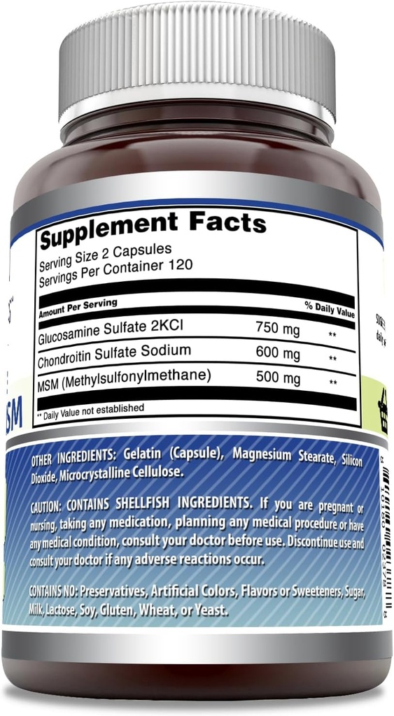 Amazing Formulas Glucosamine Chondroitin & MSM Supplement | 1850 Mg per Serving | 240 Capsules | Non-GMO | Gluten-Free | Made in USA 3
