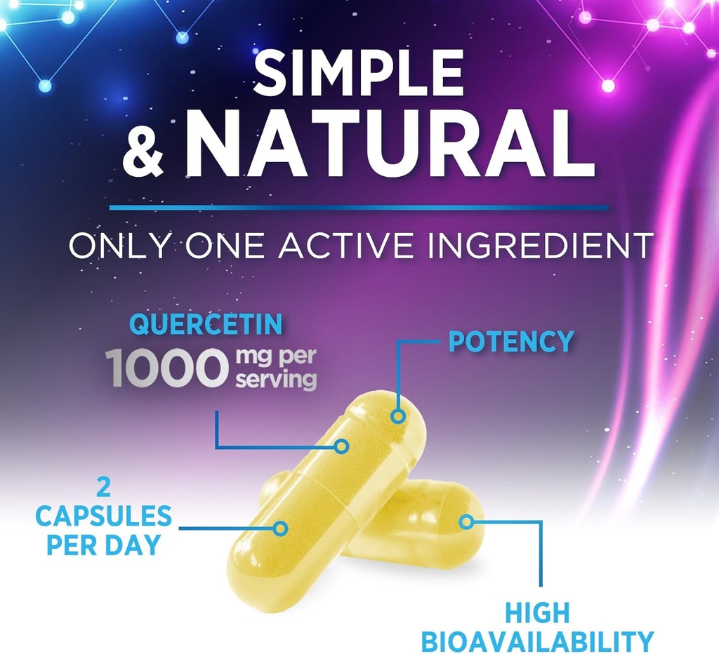 Quercetin Supplement 1000mg - Natural, Plant-Based Support for Immune, Cellular, Respiratory & Seasonal Changes - Extra Strength Quercetin Dihydrate from Sophora Japonica - 120 Veggie Capsules 6