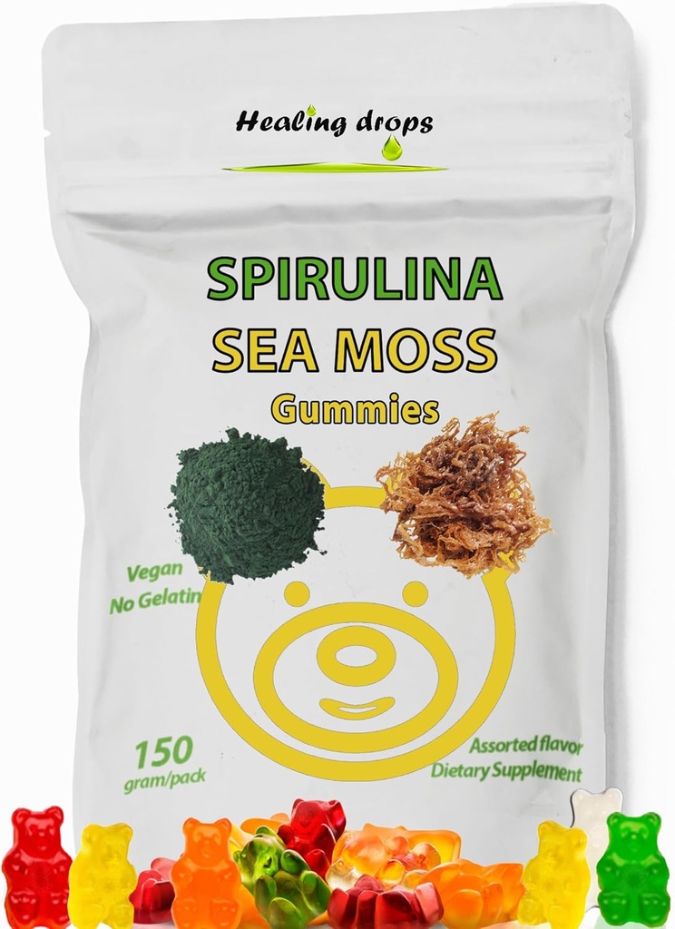 Spirulina Gummies Sea Moss Gummies - Superfood Supplement for Overall Wellness - Spirulina Sea Moss Gummy Bears Made with Blue-Green Spirulina Powder & Sea Moss Extract 2
