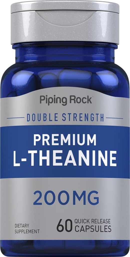 Piping Rock L-Theanine Supplement 200mg | 60 Capsules | Premium Double Strength | Non-GMO, Gluten Free 2