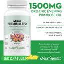 Maxi-Health Evening Primrose and Flax Seeds Oil Softgels - Vegan Omega 3 6 9 Supplements for Healthy Skin, Hair, and Joints - Kosher Certified, Organic Evening Primrose Oil Softgels, 180 Count 4