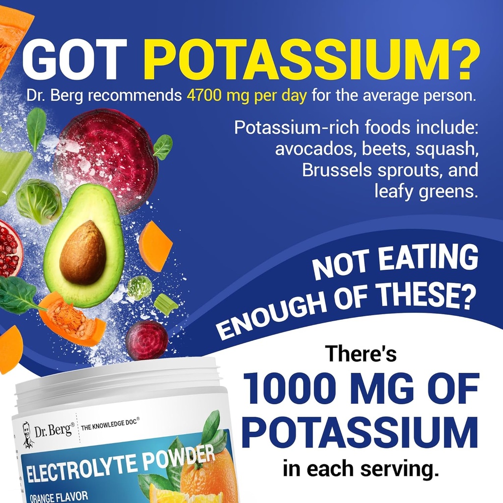 Dr. Berg Zero Sugar Hydration Keto Electrolyte Powder - Enhanced w/ 1000 mg of Potassium & Real Pink Himalayan Salt (NOT Table Salt) - Orange Flavor Hydration Drink Mix Supplement - 50 Servings 5