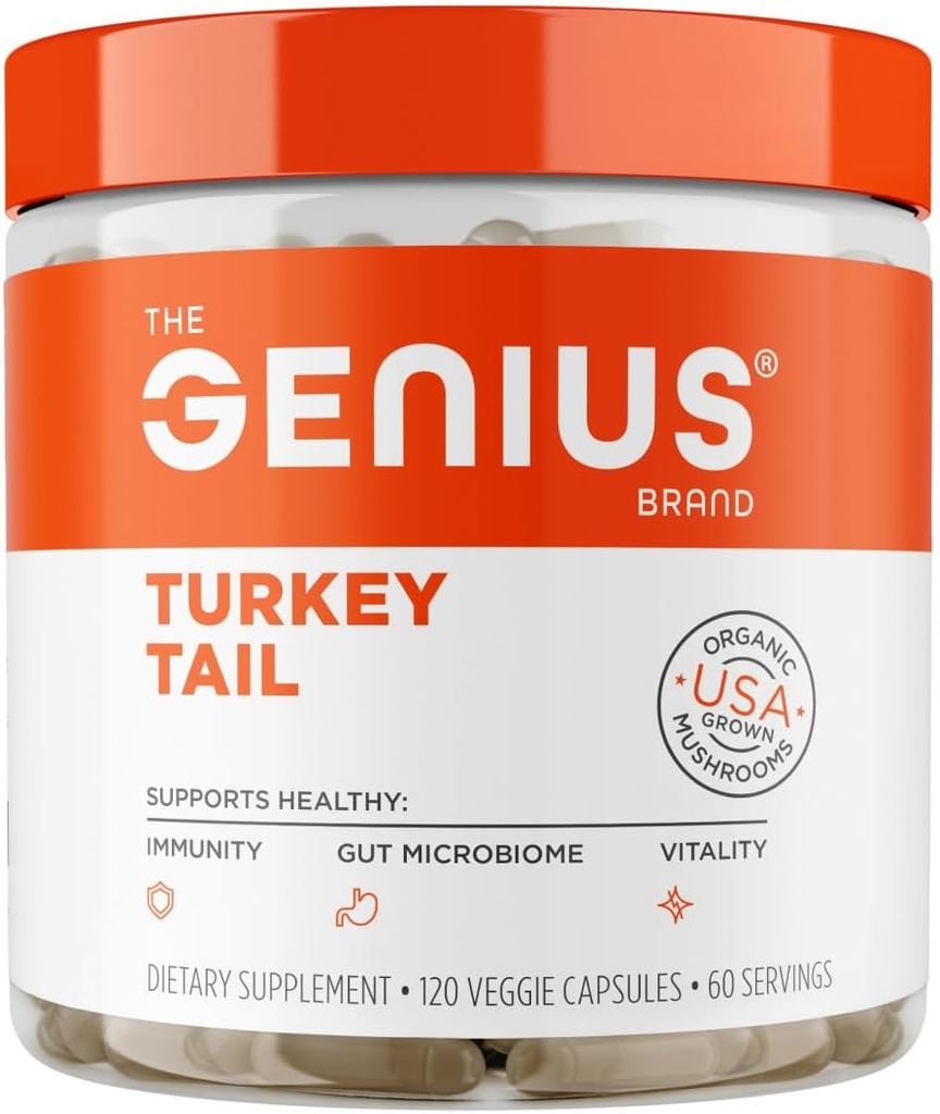 The Genius Brand Genius Turkey Tail - Plant-Based Supplement for Immune, Gut & Antioxidant Support - Organic & Non-GMO - 120 Veggie Capsules 2