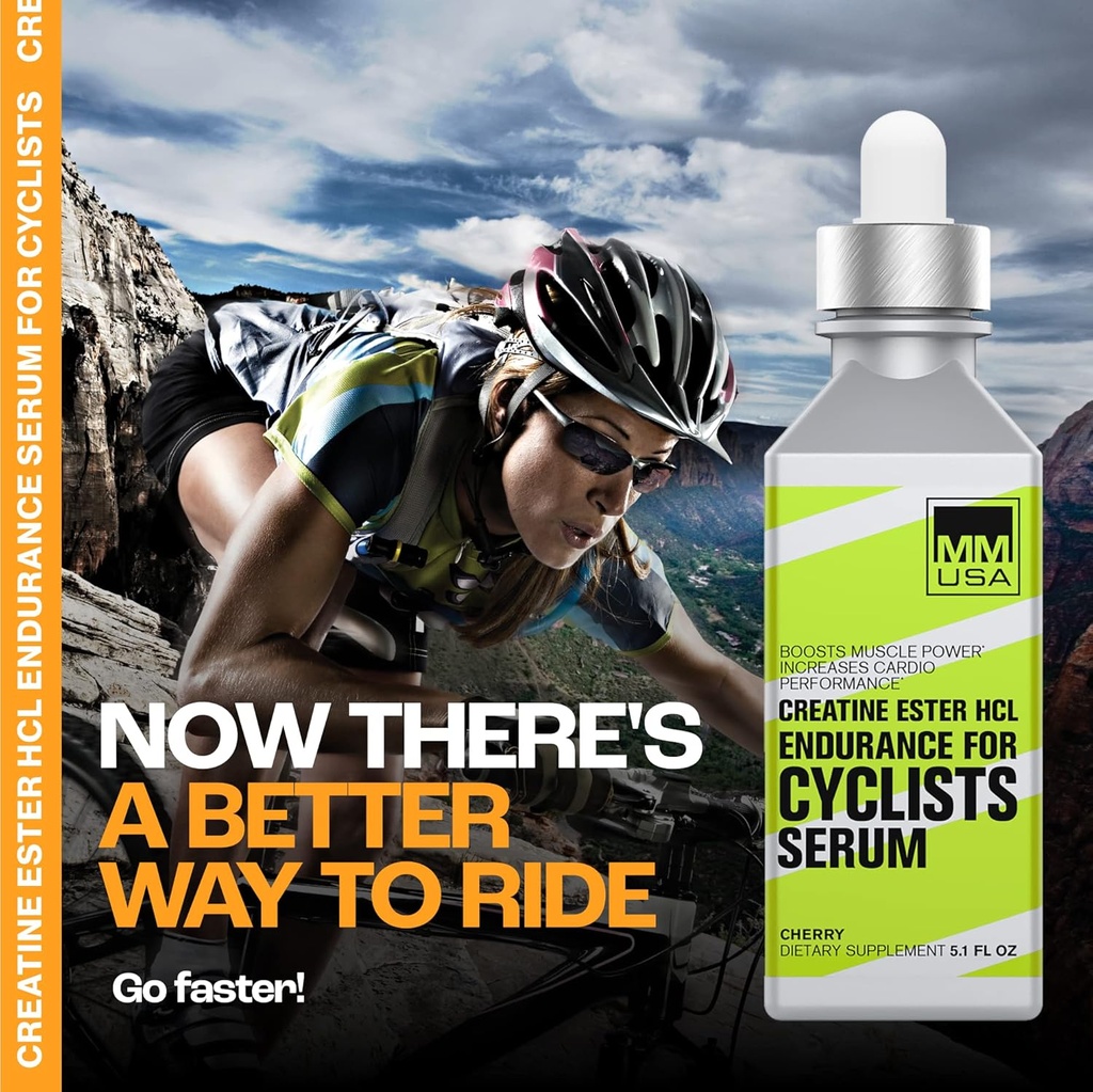 MMUSA Cyclist-Optimized Creatine Serum. Amplifies Cycling Sports Performance, Boosts Nitric Oxide Levels, Stamina, Energy, Endurance & Focus. Fights Fatigue & Lactic Acid Build Up. Cherry, 5.1 Fl Oz 5