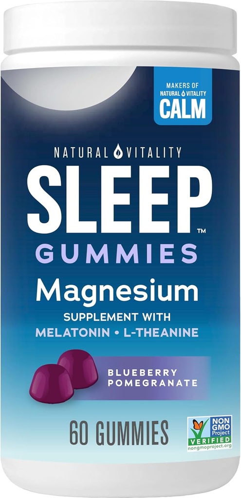 Natural Vitality CALM Sleep Gummies Magnesium Supplement, Melatonin & Magnesium Citrate, Sleep Aid Gummies, L-Theanine, Gluten Free, Helps the Body Ease into Sleep, Blueberry Pomegranate 60 Count 2