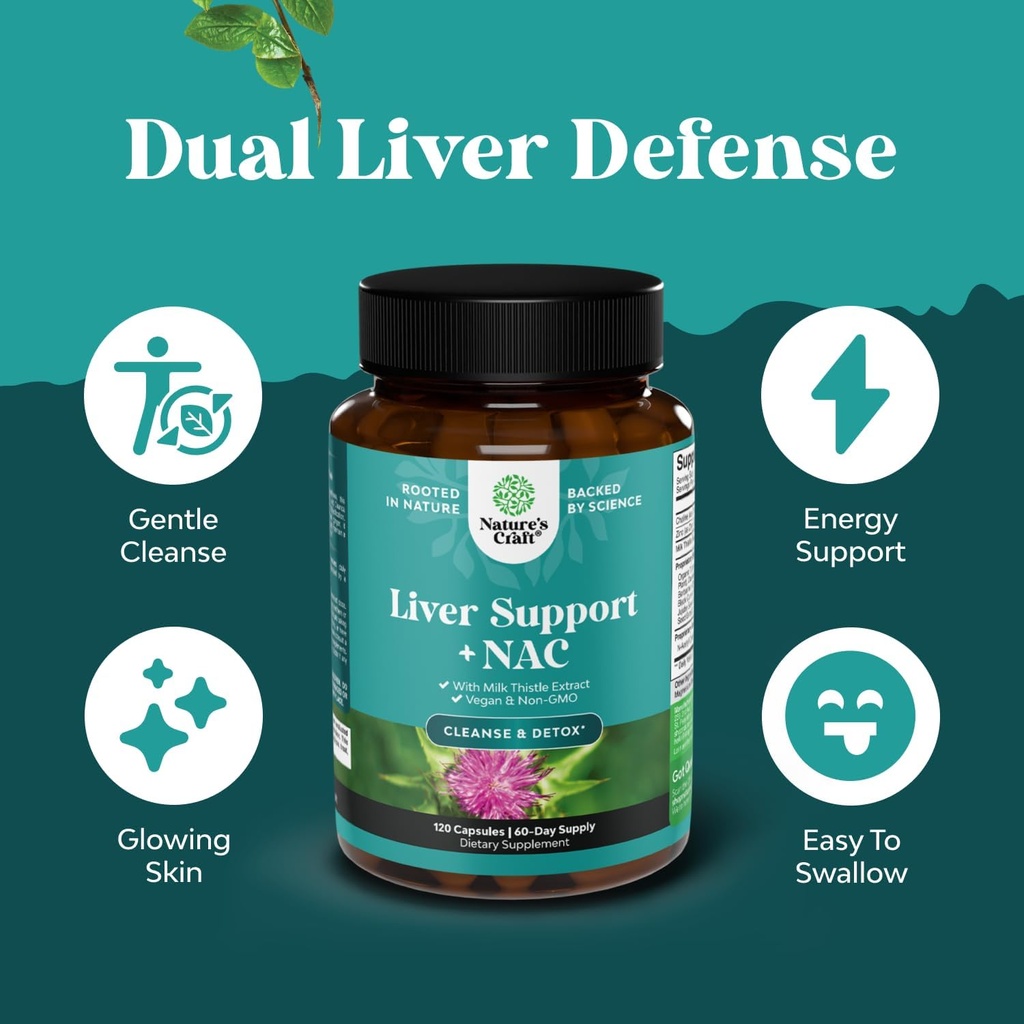 Bundle of Liver Support Supplement with NAC - Herbal Liver Supplement with N Acetyl Cysteine Silymarin Milk Thistle and GSE Grapefruit Seed Extract Liquid for Digestive and Health and Immune Support 5