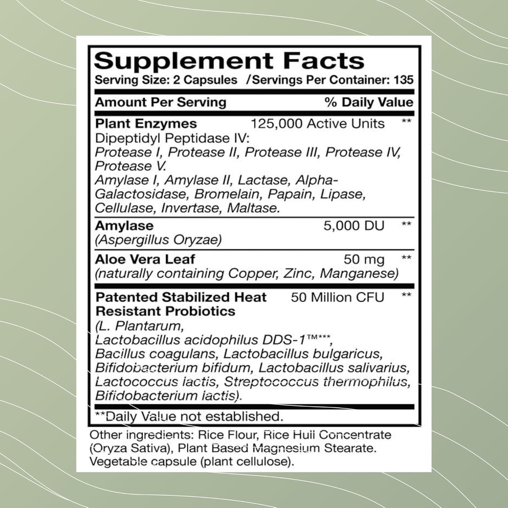 Optimal Health Systems Digest-A-Meal | Gut Health Enzyme & Probiotic | Bloating, Acid Reflux, & Indigestion Relief + Aloe Vera Leaf | Digestion Supplement | 270 Capsules Family Size 3