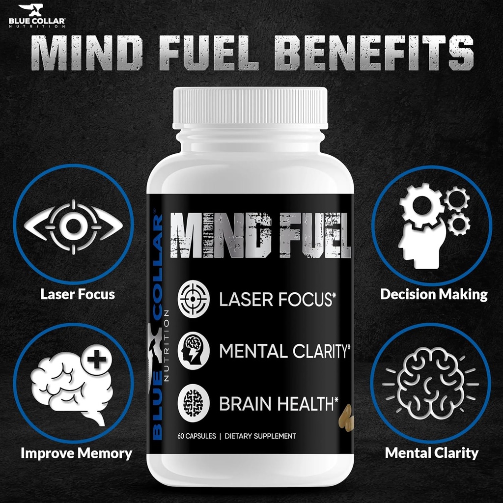 Mind Fuel Brain Supplements for Memory and Focus, Boost Brain’s Health & Mental Clarity, Men's Multivitamin Memory Supplement for Brain, Nootropics Brain Support Supplement for Men/Women (60 Capsules) 3