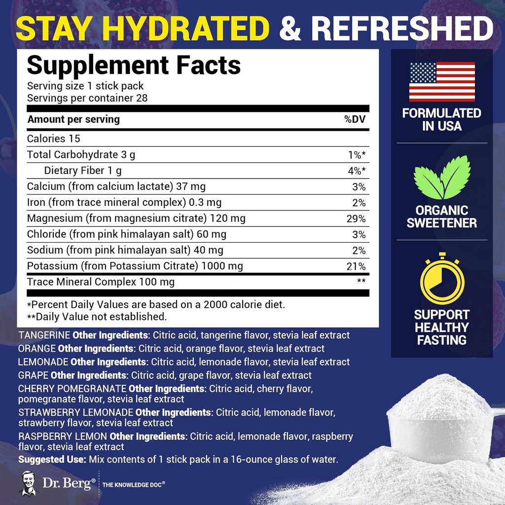 Dr. Berg Sugar Free Electrolyte Powder Packets (Variety Pack) - Daily Electrolyte Drink Mix - 28 Total Hydration Pouches Sugar Free - Keto Electrolytes Powder Packets No Sugar - 7 Delicious Flavors 4