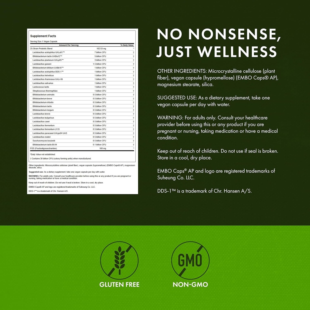 Swanson Epic-Pro 25-Strain Probiotic 30 Billion CFU Digestive Health Immune System Support Prebiotic Nutraflora FOS 30 DRcaps Veggie Capsules (Caps) (2 Pack) 4