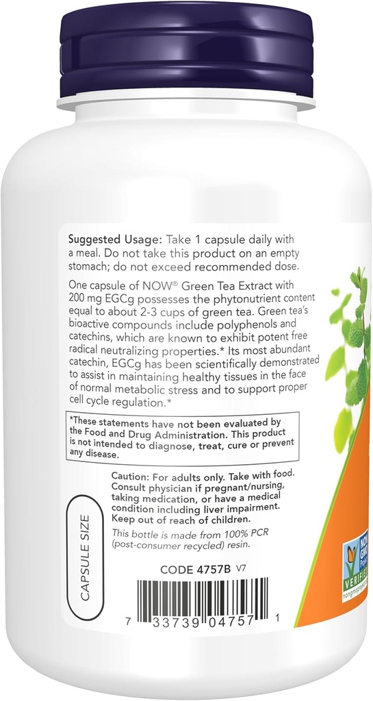 NOW Foods EGCg, Green Tea Extract, 400mg, 180 Vcaps (Pack of 2) 4