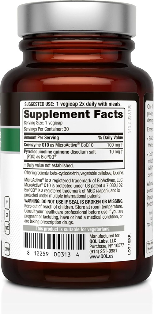Quality of Life VitaPQQ with MicroActive CoQ10-SR Premium Supplement - Anti Aging, Memory, Energy, Focus, Cognitive and Heart Health - 30 Vegicaps 3